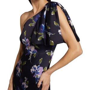 Sachin & Babi Midnight Corsage Chelsea Bow One-Shoulder Gown Dress